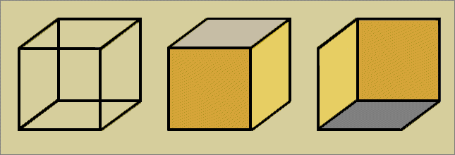 Ein Quader als Kippbild und als Beispiel für visuelle Fehlinterpretationen.
